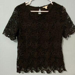 Adiva Black Lace Top--EUC